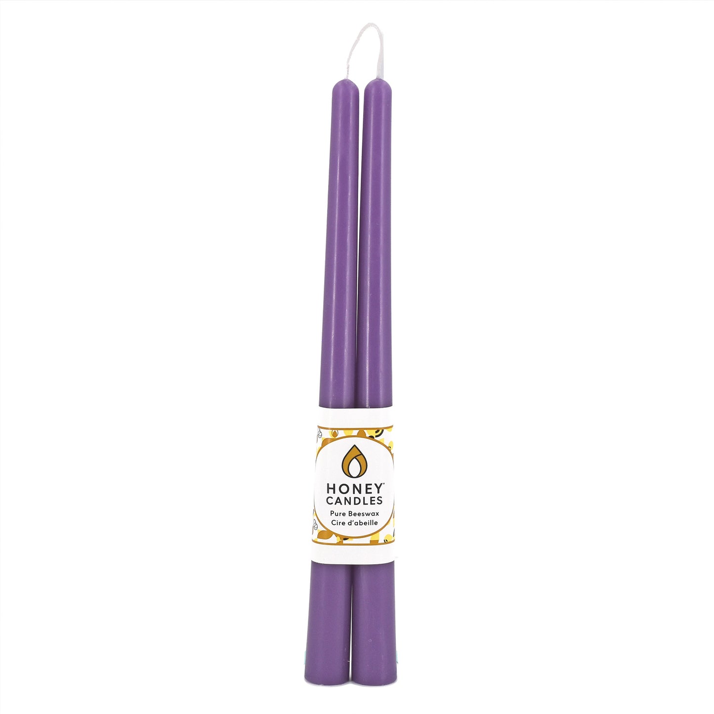 Pair of 12 Inch Spring Crocus Beeswax Taper Candles