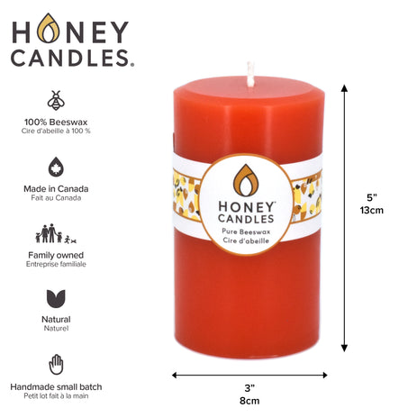 Round Tangerine Beeswax Pillar Candle