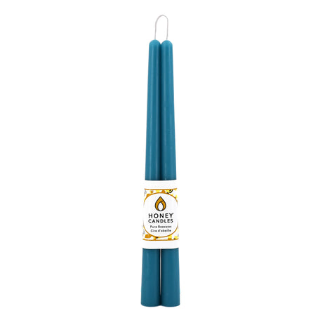 Pair of 12 Inch Glacier Teal Beeswax Taper Candles