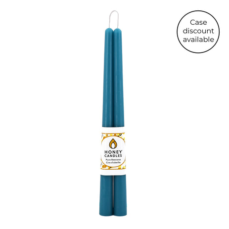 Pair of 12 Inch Glacier Teal Beeswax Taper Candles