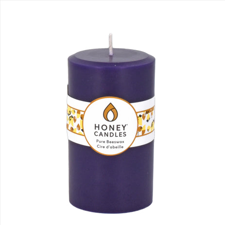 Round Violet Beeswax Pillar Candle