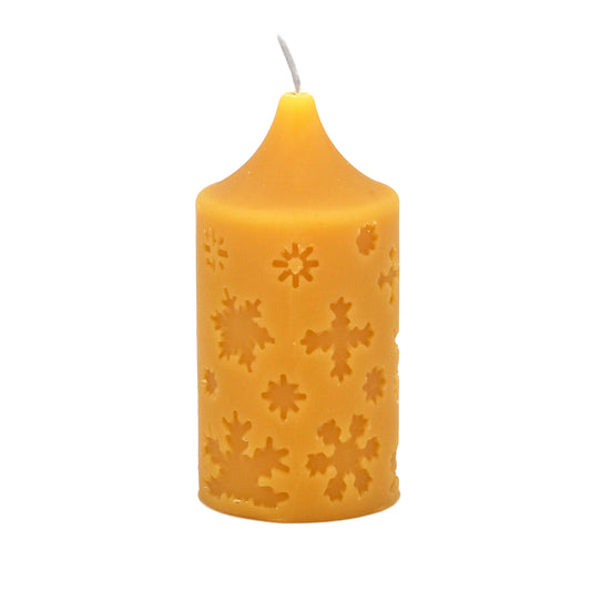 Natural Beeswax Snowflake Pillar