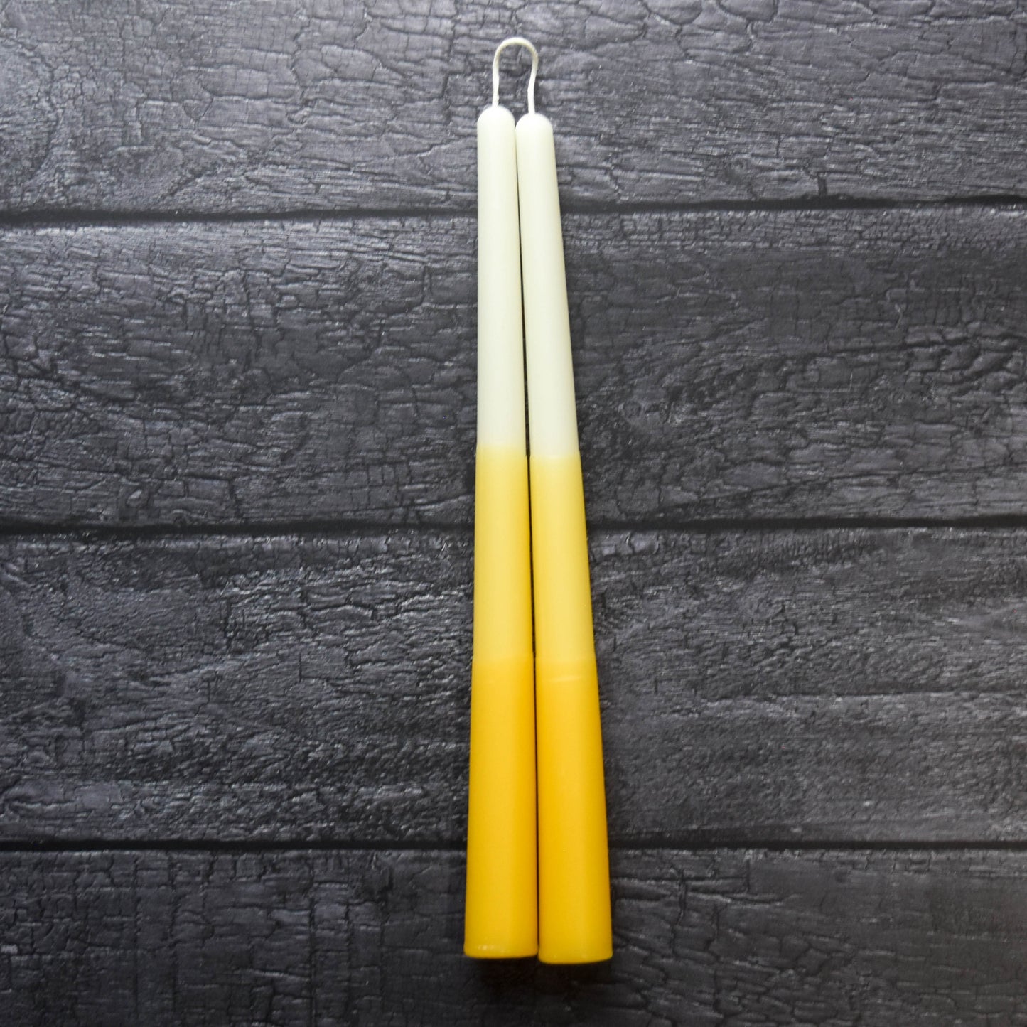 Pair of 12 Inch Ombré Beeswax Taper Candles