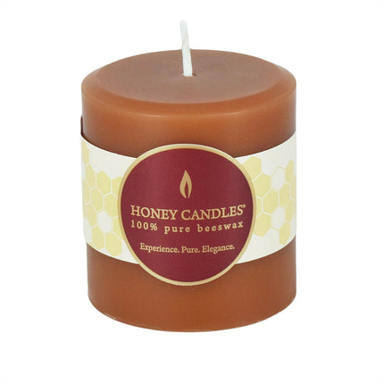 Round Caramel Beeswax Pillar Candle