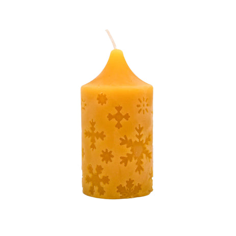 Natural Beeswax Snowflake Pillar