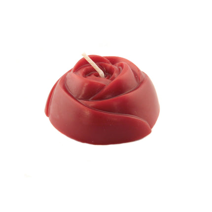 beautiful burgundy rose shaped bees wax candle