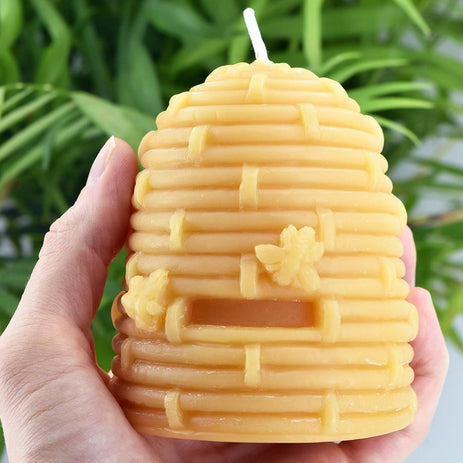 Large Natural Beeswax Skep Candle