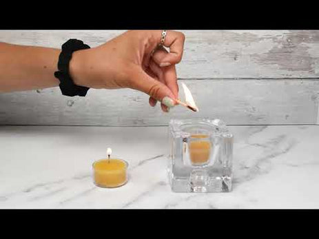 Natural Beeswax Tealight Candle - Clear Cup