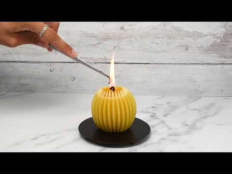 Pearl Beeswax Fluted Sphere Candle