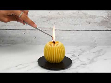 Red Beeswax Fluted Sphere Candle