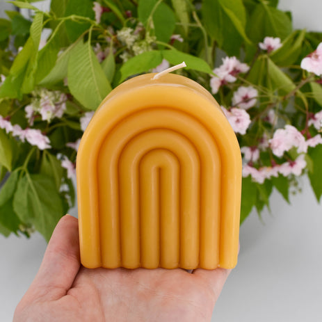 Natural Beeswax Arches Pillar Candle