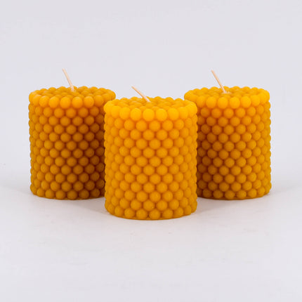 natural beeswax beaded pillars
