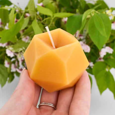 Natural Beeswax Faceted Orb Candle