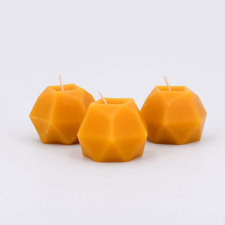 Natural Beeswax Faceted Orb Candle